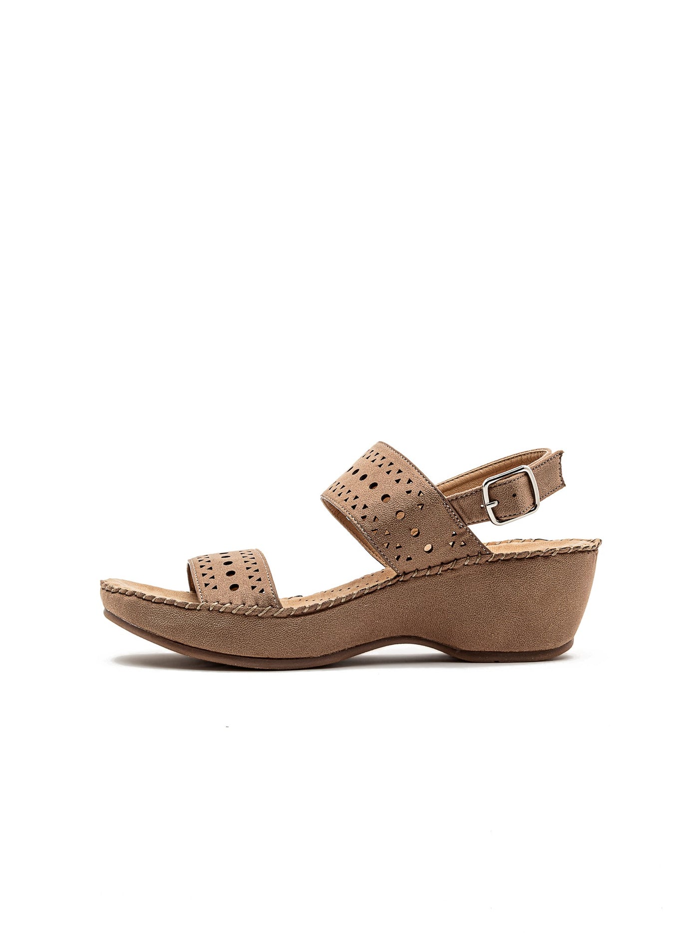 Shoeroom Womens Double Perforated Strap Platform Sandals