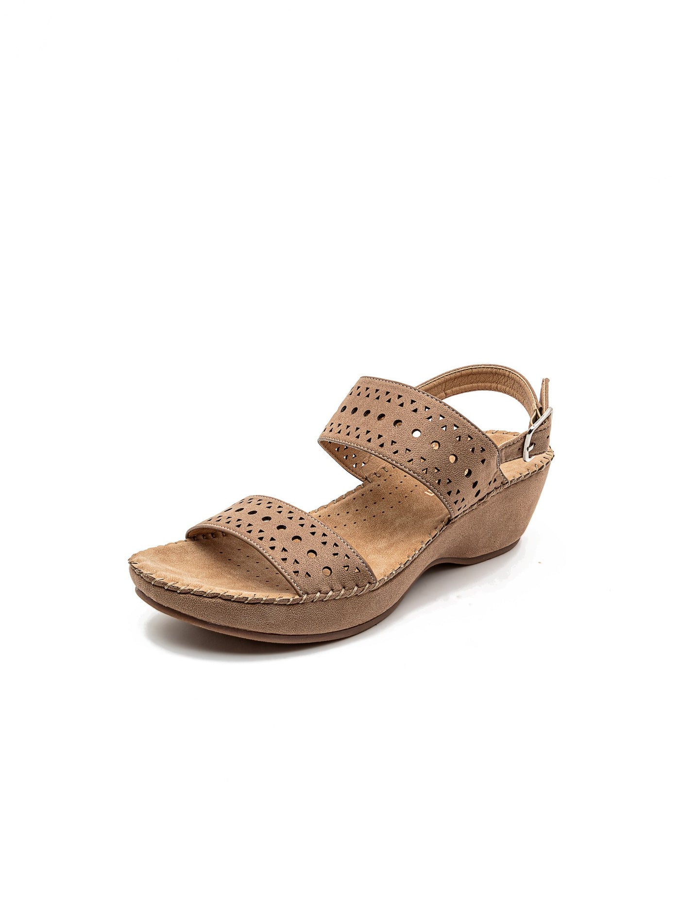 Shoeroom Womens Double Perforated Strap Platform Sandals