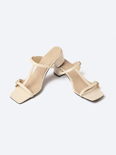 Sandals - Strappy with Buckles - Block Heels