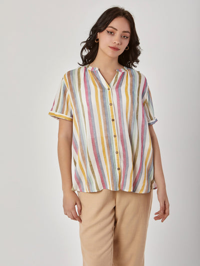 Shirt - Striped - Half Sleeve