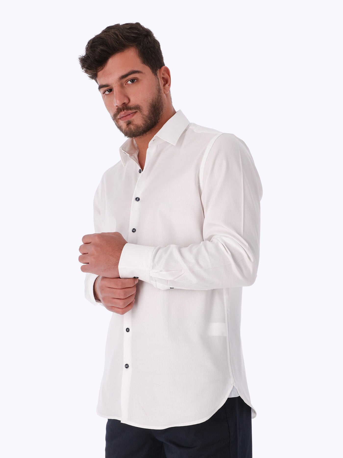 Shirt - Textured - Contrast Button