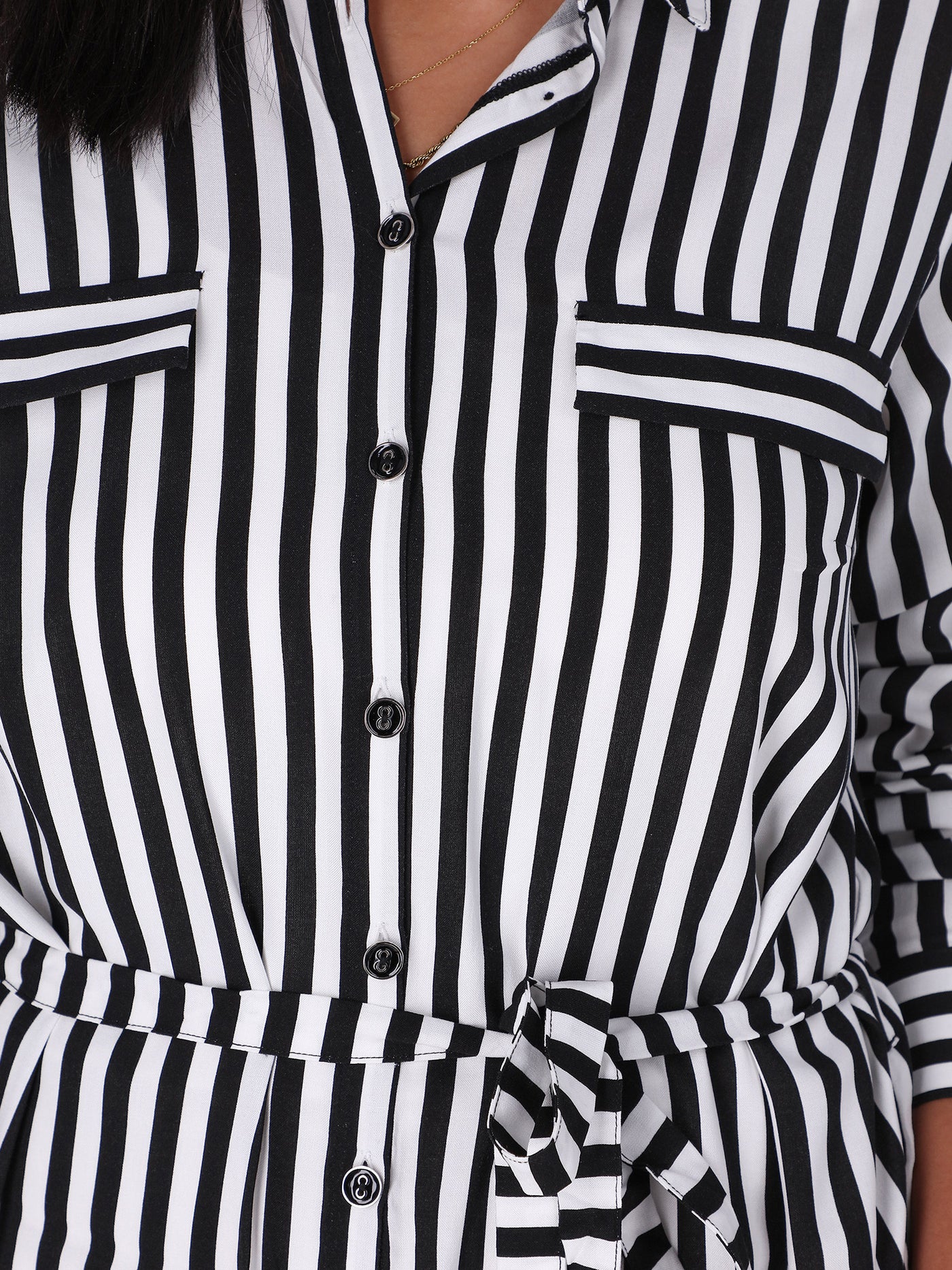 Striped Dress - Maxi Length - Side Slit
