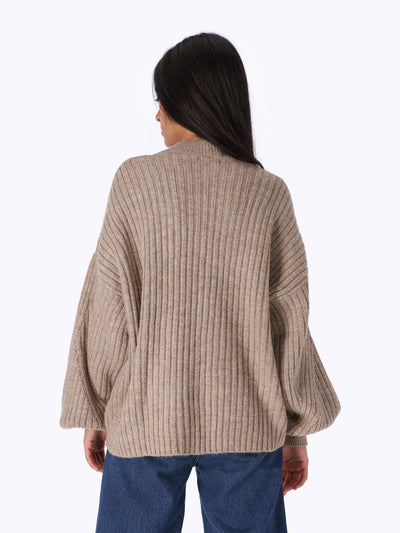 Sweater - Puff Sleeve - Ribbed