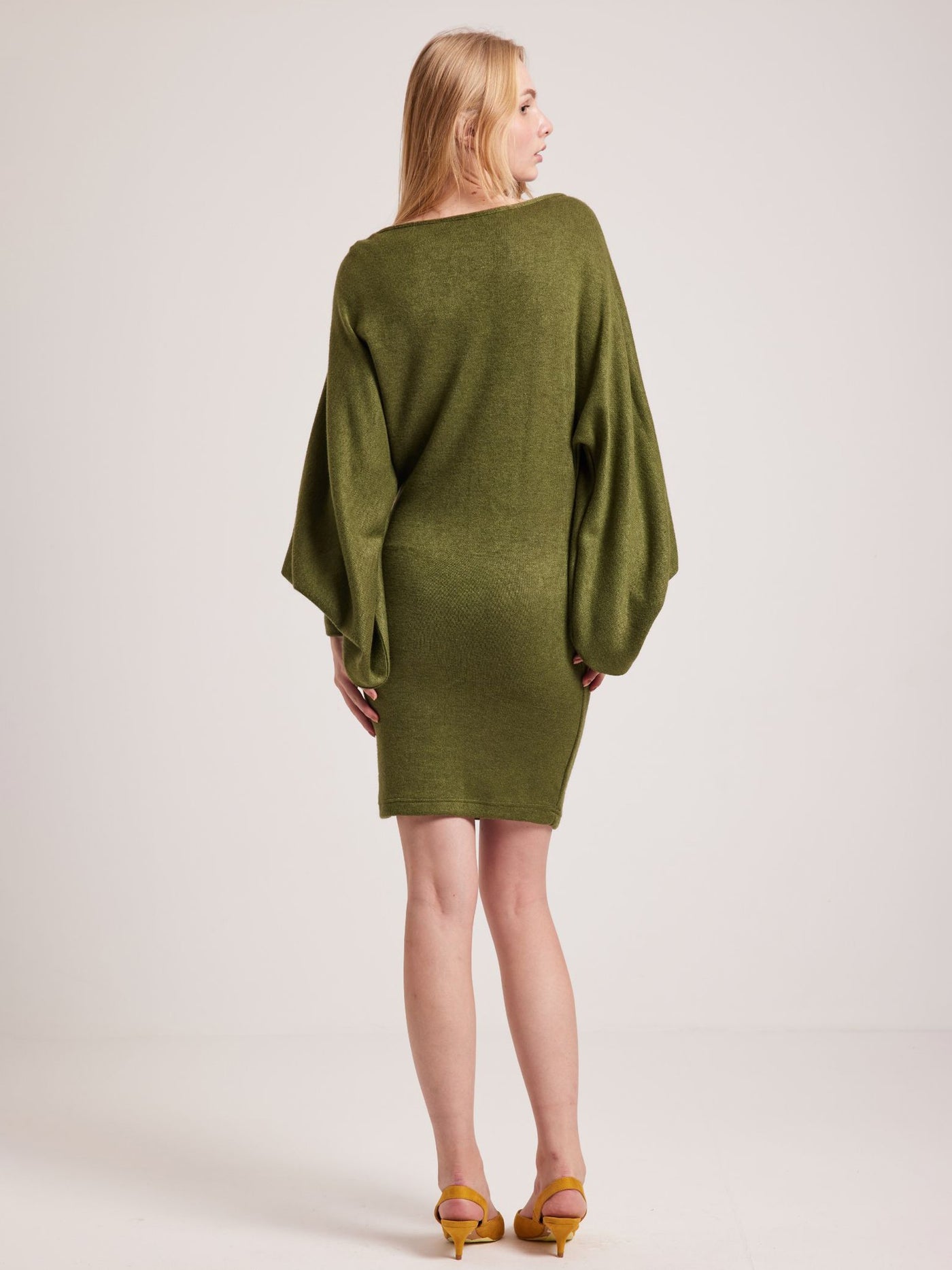 بلوفر فستان - أكمام بالون - أخضر