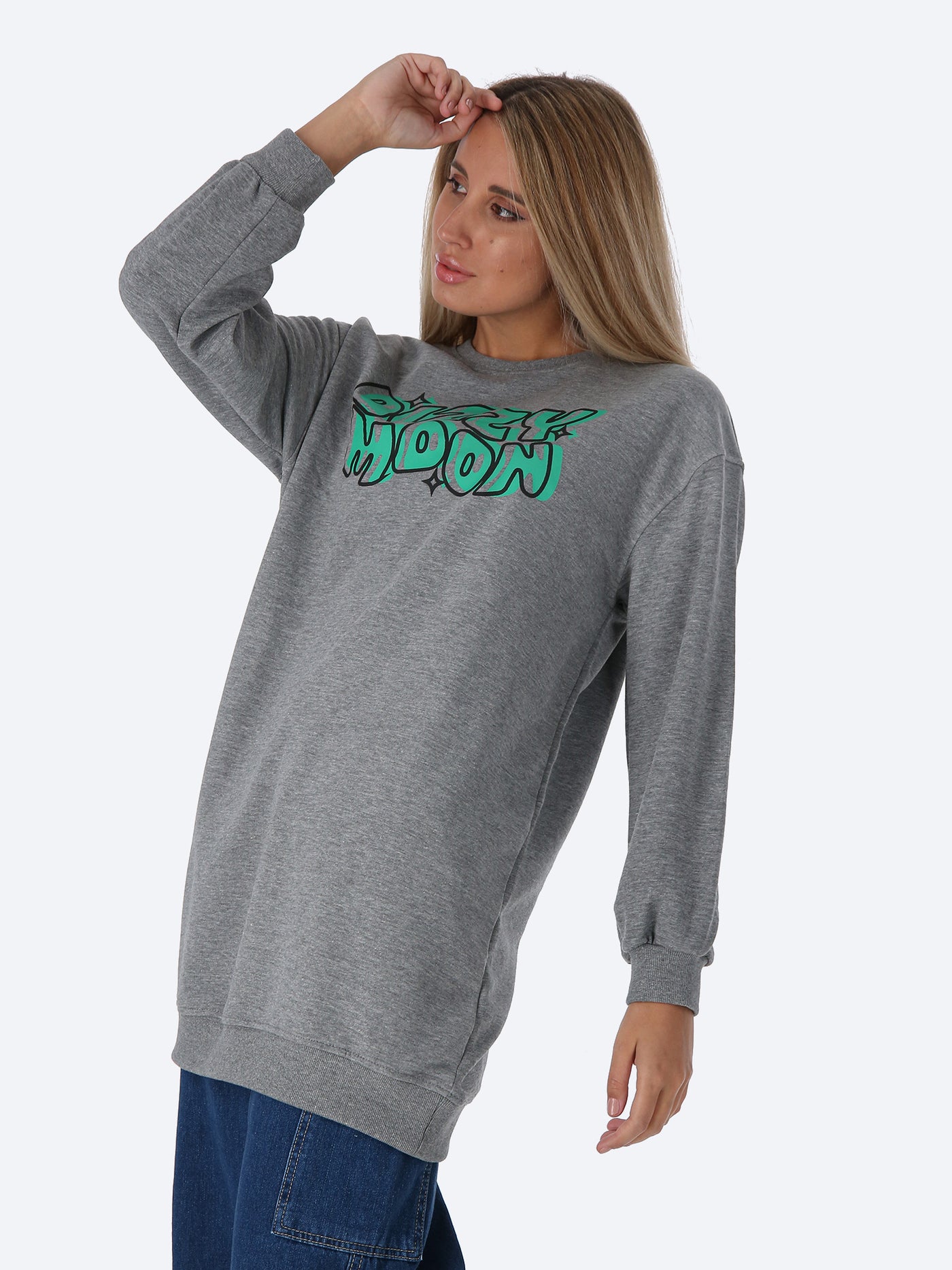 Sweatshirt - "Dizzy Moon" - Round Neck