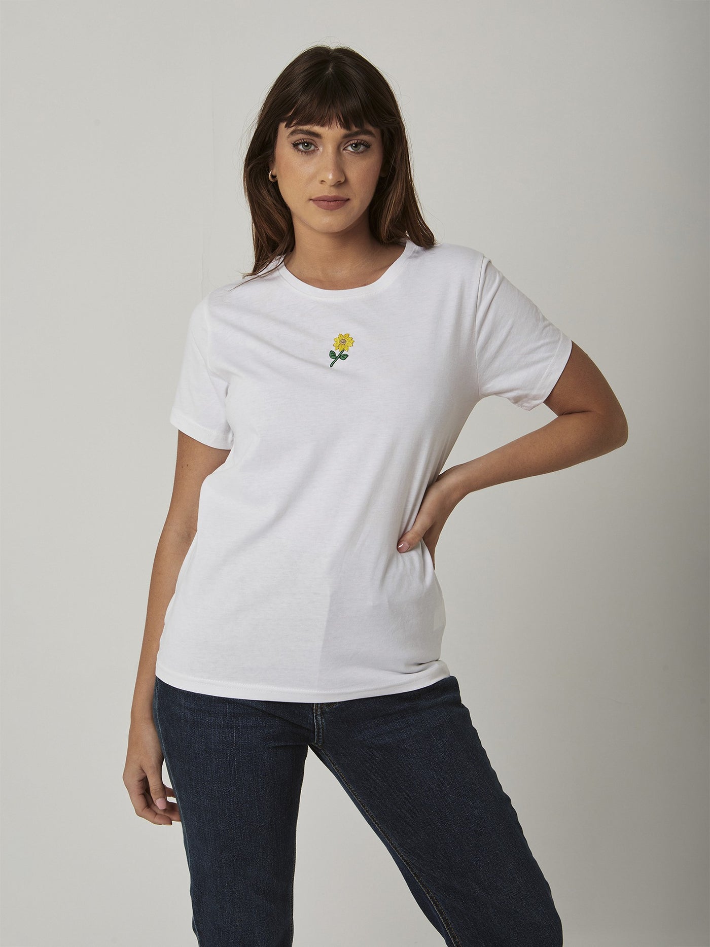 T-Shirt - Front Embroidered Flower