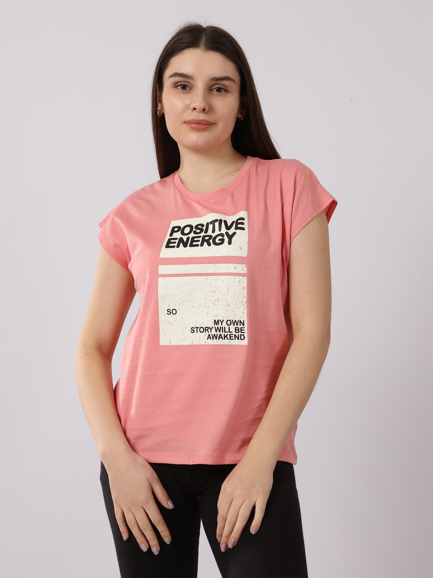 T-Shirt - Front Print - Cap Sleeve
