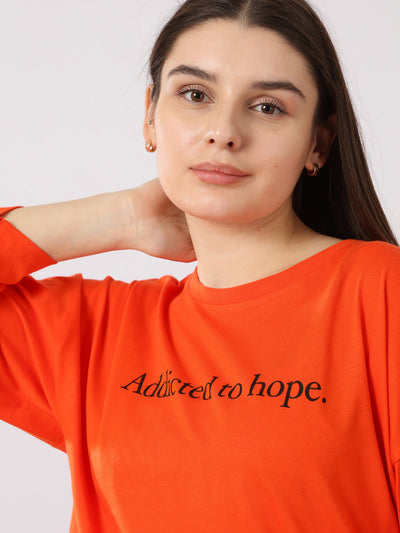 T-Shirt - Front Text Print - Oversized