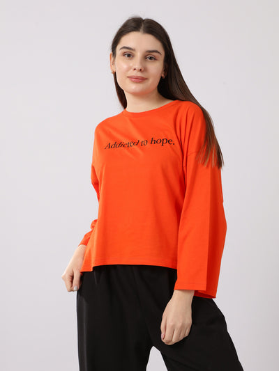 T-Shirt - Front Text Print - Oversized