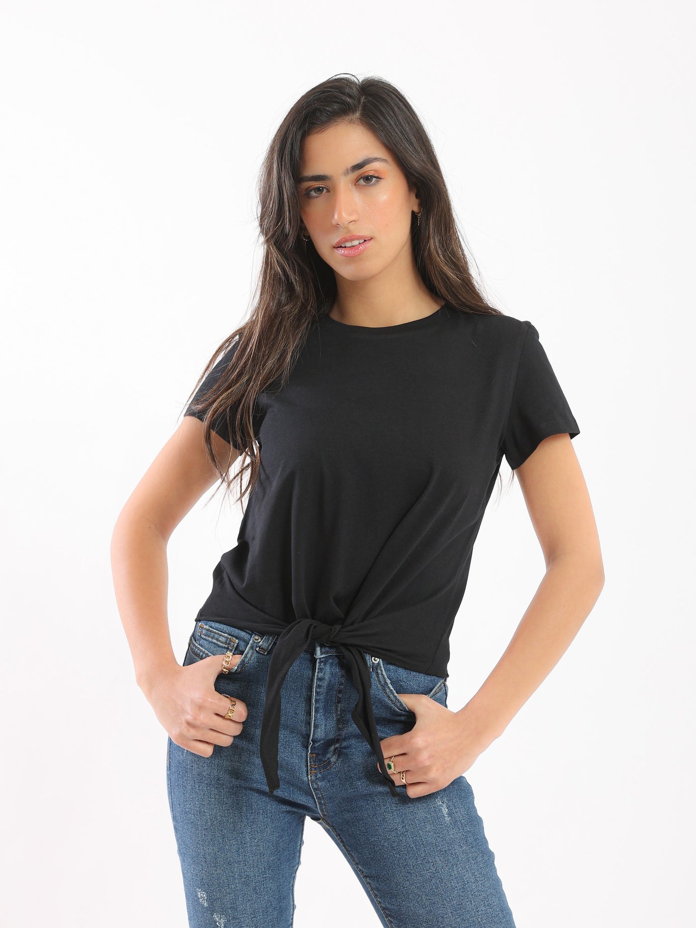 T-Shirt - Front Lace Up - Round neck