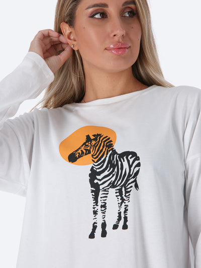 T-Shirt - "Zebra Print"- Round Neck