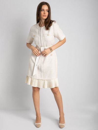 Tweed Dress - Knee Length - Short Sleeve