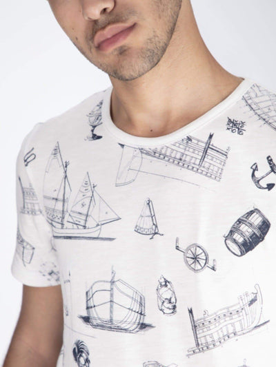 OR T-Shirts White / S All-Over Marine Print T-Shirt
