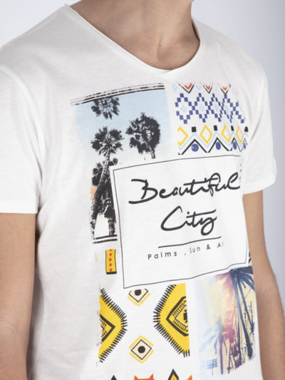 OR T-Shirts WHITE / S Beautiful City Front Text Print Short Sleeve T-Shirt