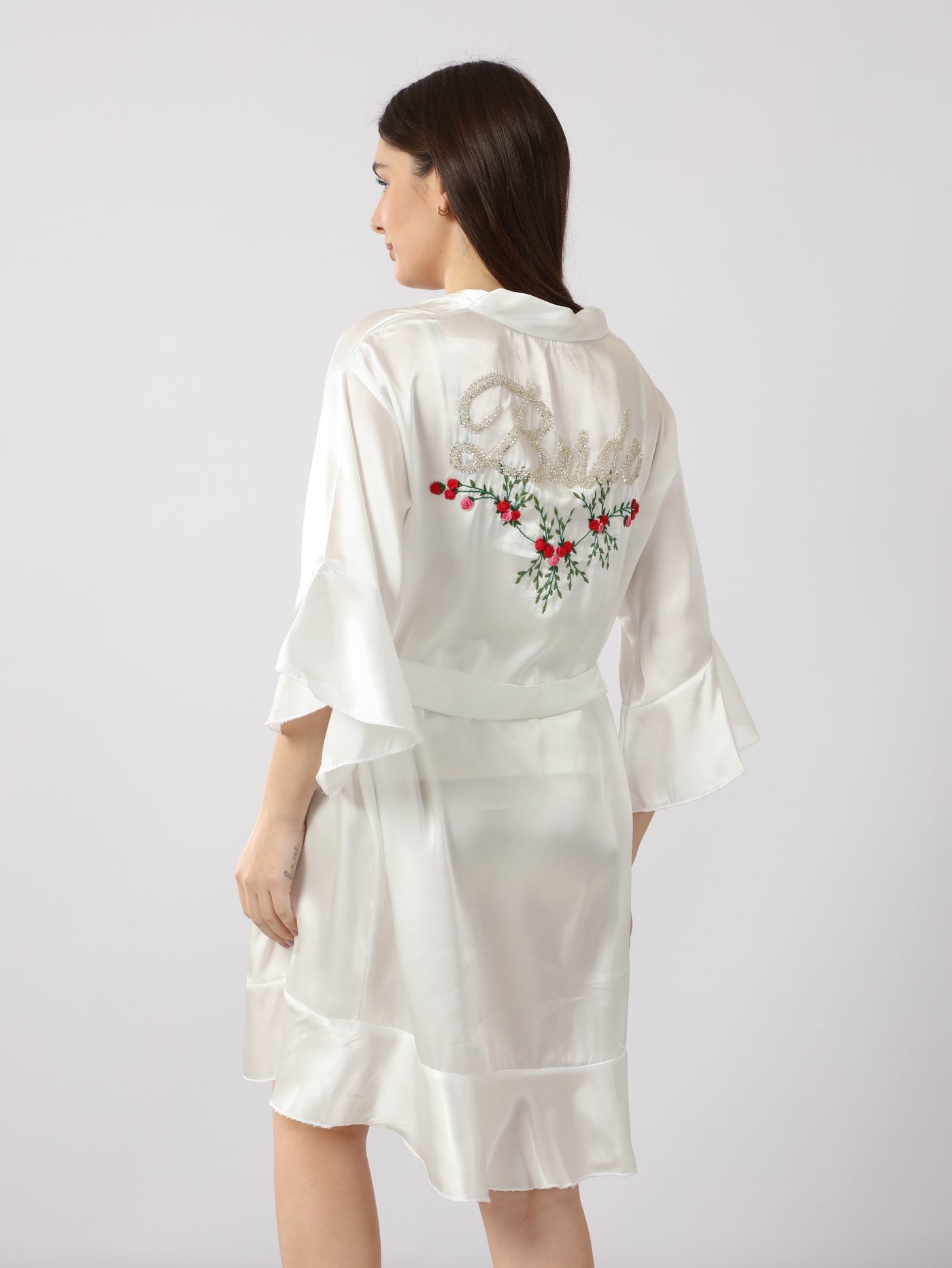 Robe - Floral Embroidery - Bead Embellishment - Bridal