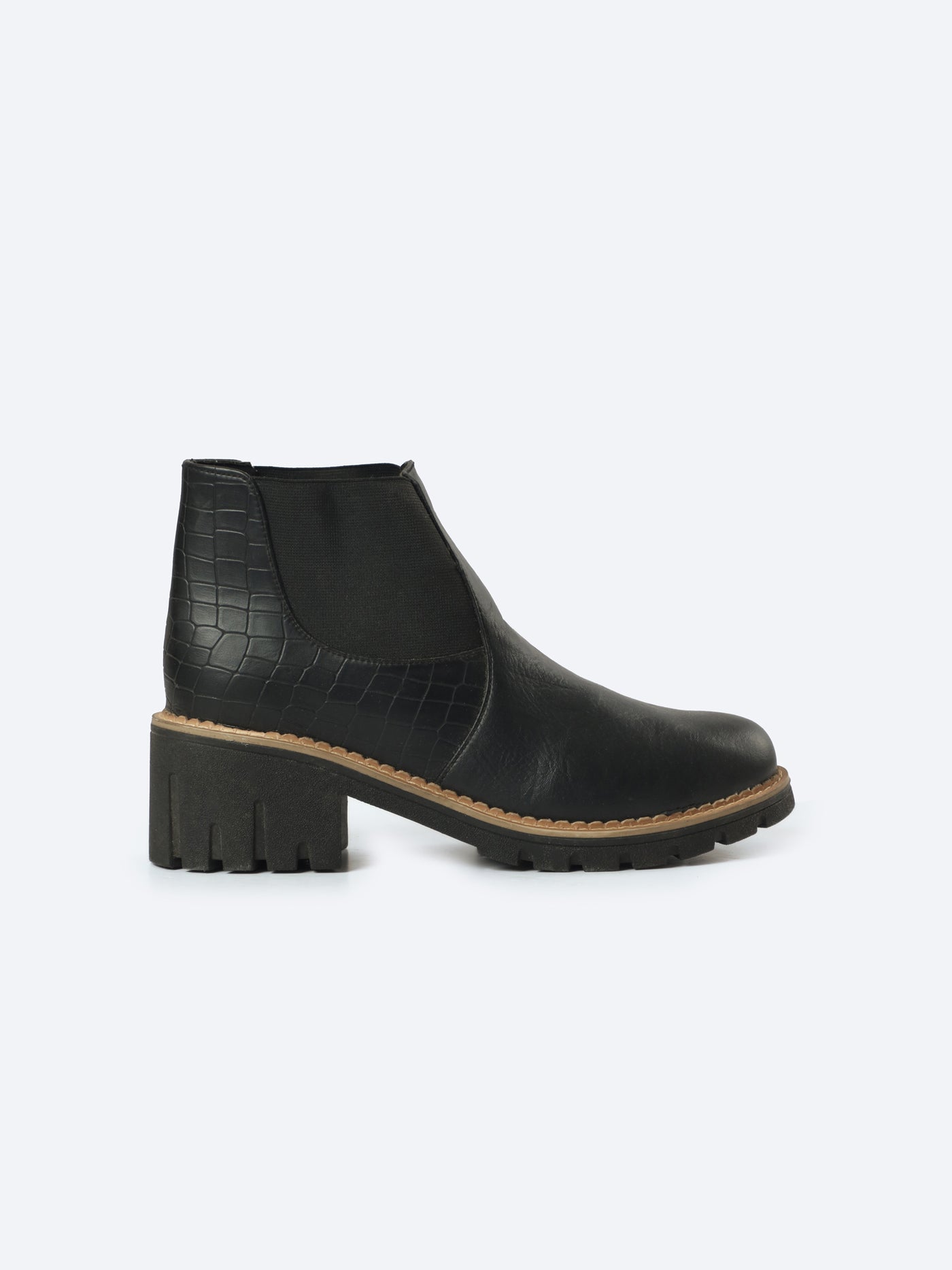Ankle Boots - Crocodile Pattern - Elasticated