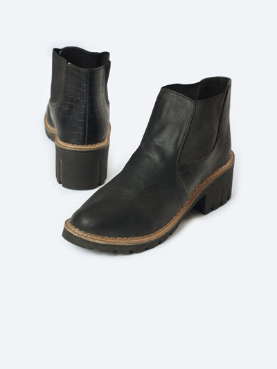 Ankle Boots - Crocodile Pattern - Elasticated