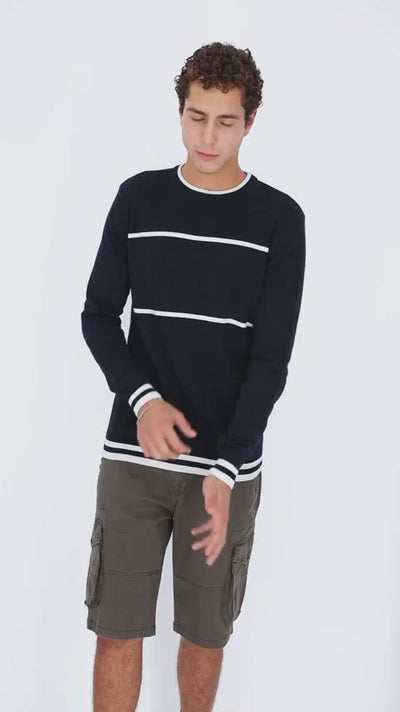Contrasting Striped Kintted Pullover