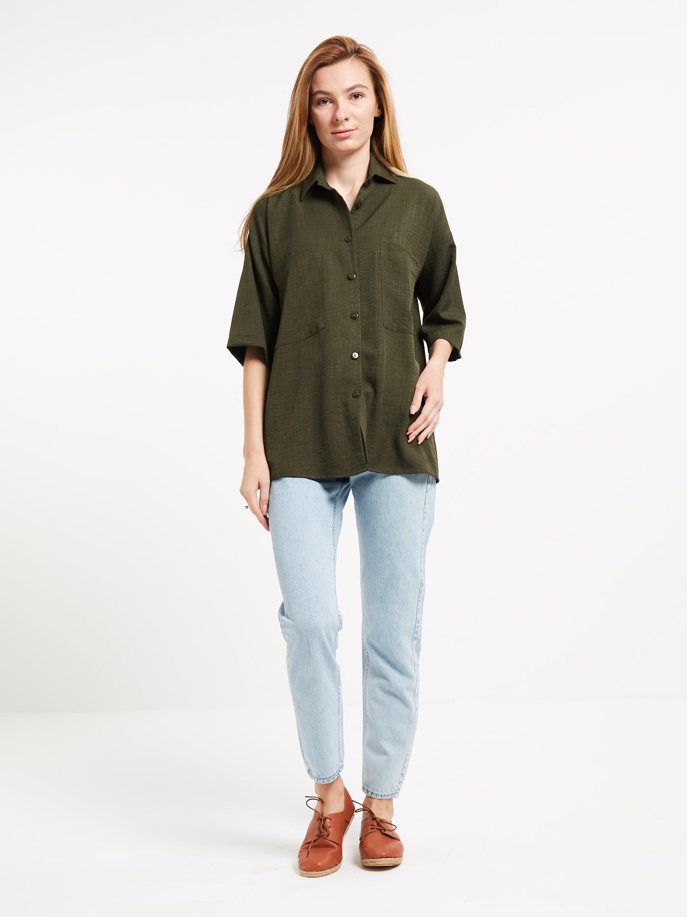 OPIO Women's Over-Sized Linen Shirt