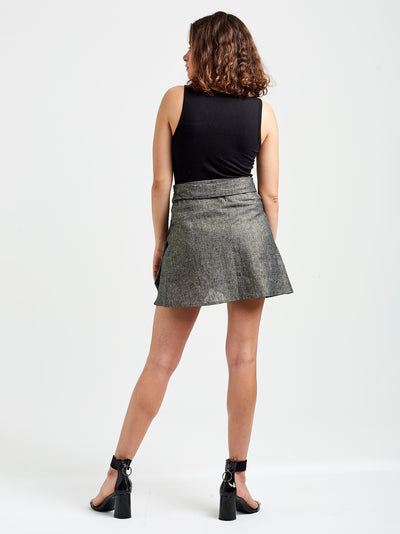 OPIO Women's Sofia Wrap Around Shimmery Mini Skirt