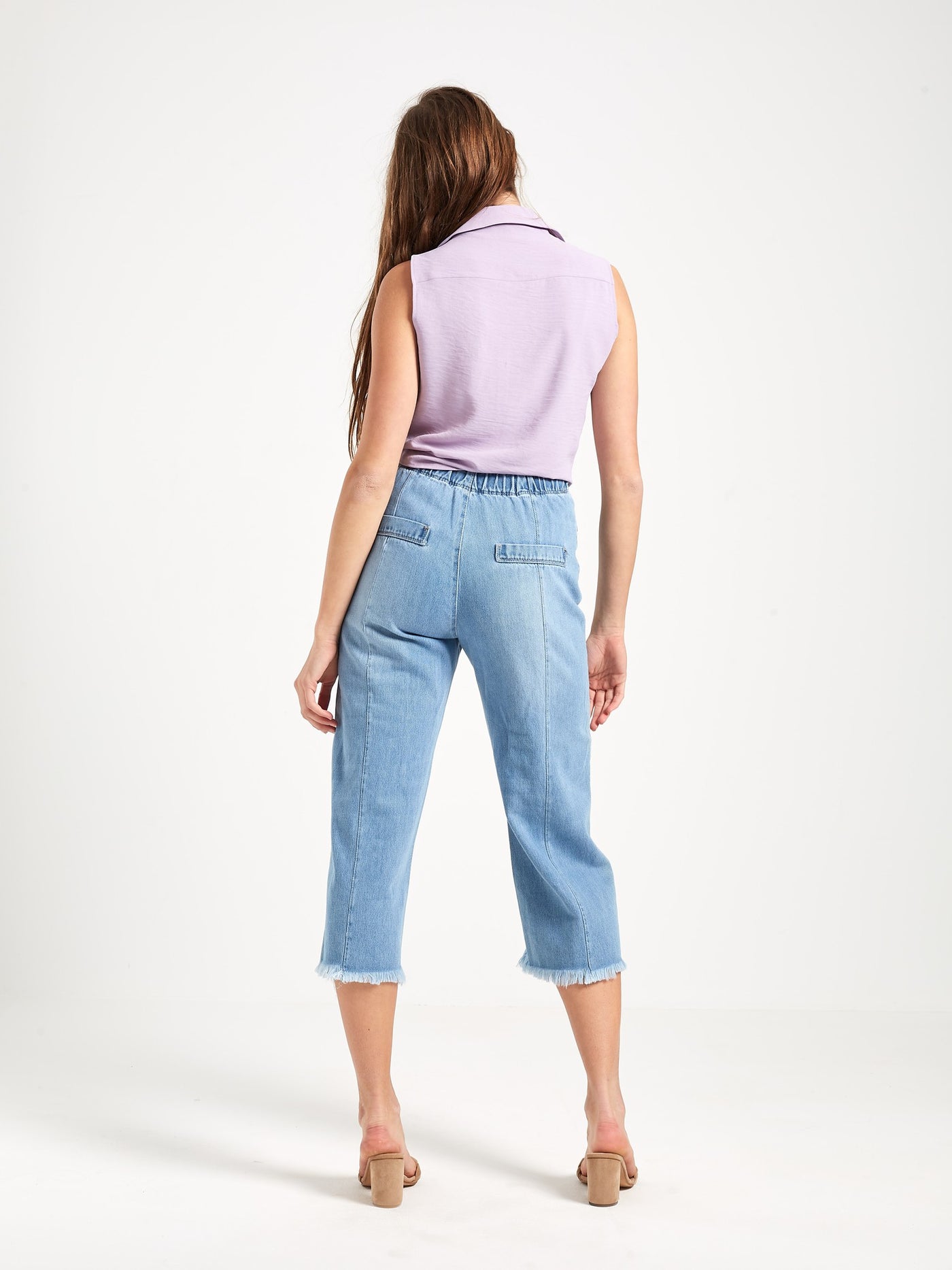 OPIO Women's Wide Leg Frayed Jeans
