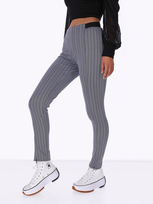 Striped Leggings - Zip Hem