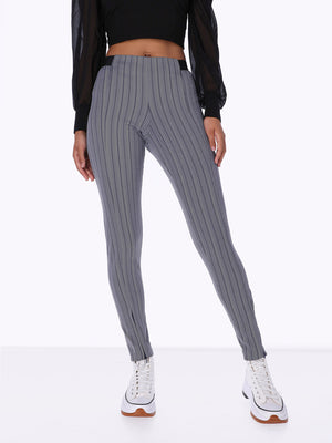 Striped Leggings - Zip Hem