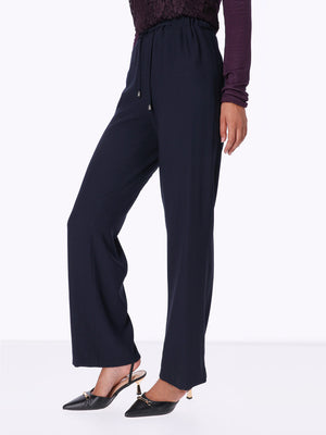 Wide Leg Pants - Drawstring Elasticated Waistband
