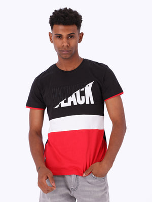 White Rabbit Men's Color-Block Front Text Print T-Shirt