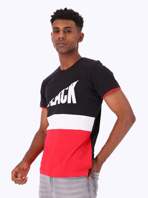 White Rabbit Men's Color-Block Front Text Print T-Shirt