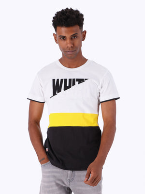 White Rabbit Men's Color-Block Front Text Print T-Shirt