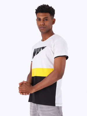 White Rabbit Men's Color-Block Front Text Print T-Shirt