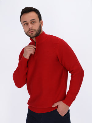 Upper Zipper Ribbed Pullover