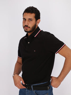 Tommy Hilfiger Polos Black / XL Tipped Collar And Cuffs Organic Cotton Polo Shirt