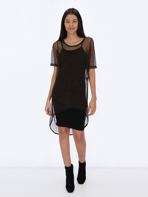 Asymmetric Hem Shiny Blouse