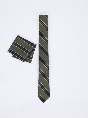 Daniel Hechter Men's Textured Diagonal Stripes Necktie and Pocket Square