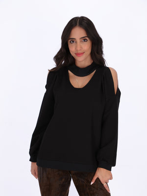 Mazoura Women's Choker Neck Pullover