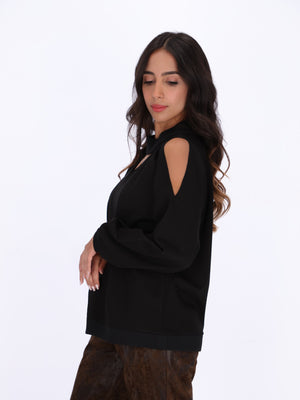 Mazoura Women's Choker Neck Pullover