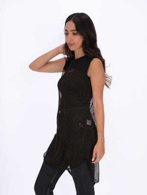 Sleeveless Shimmery Mesh Top