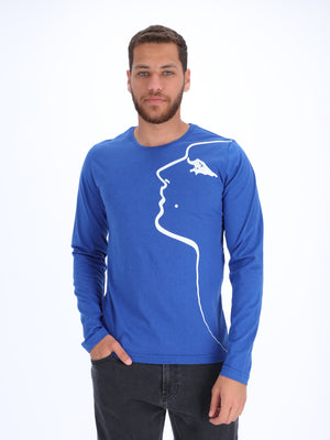 Heroghlephy Men's Face Printed Long Sleeve T-Shirt