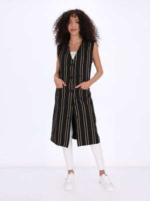 Merch Women's Double Vertical Striped Long Vest