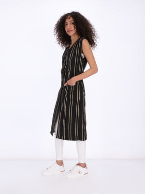 Merch Women's Double Vertical Striped Long Vest