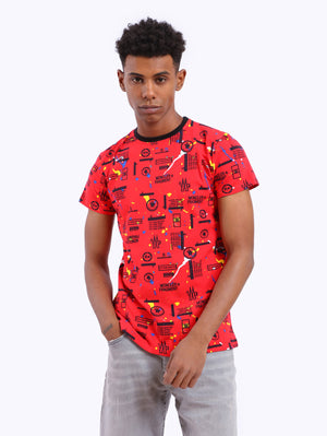 Zigzag Men's All-Over Printed Round Neck T-Shirt