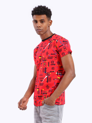 Zigzag Men's All-Over Printed Round Neck T-Shirt