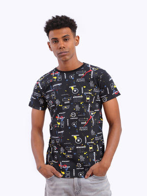 Zigzag Men's All-Over Printed Round Neck T-Shirt