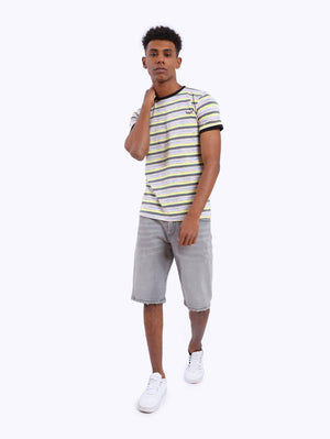 Zigzag Men's Hot Striped Round Neck T-Shirt