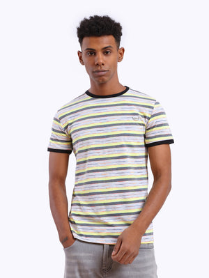 Zigzag Men's Hot Striped Round Neck T-Shirt