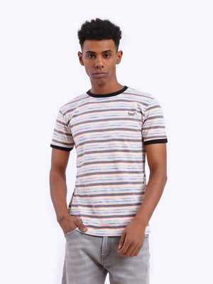 Zigzag Men's Hot Striped Round Neck T-Shirt