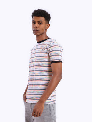 Zigzag Men's Hot Striped Round Neck T-Shirt