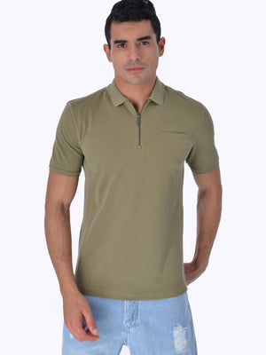 Daniel Hechter Men's Zip Front Polo Shirt